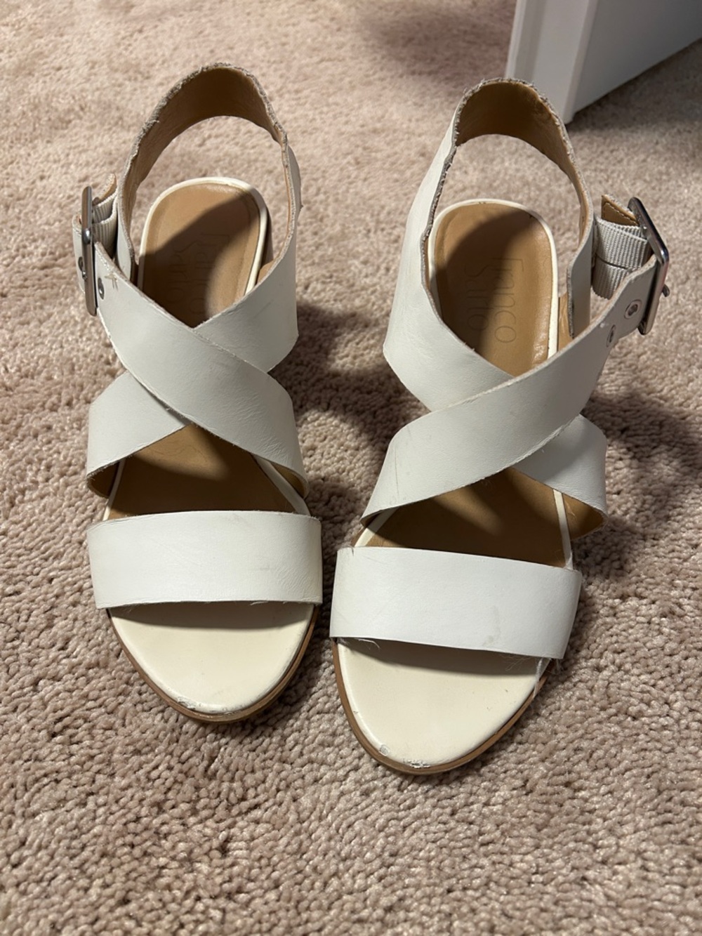 Franco Sarto Ivory Crisscross Slingback Sandals Women’s 6